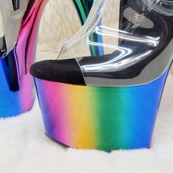 Rainbow Platform High Heel Clear Upper Ankle Boots - Picture 13 of 15